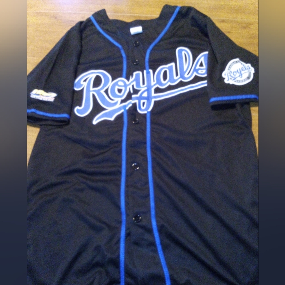 Kansas City Royals Button Down Black/Blue Jersey Medium 610 Sports Radio Promo